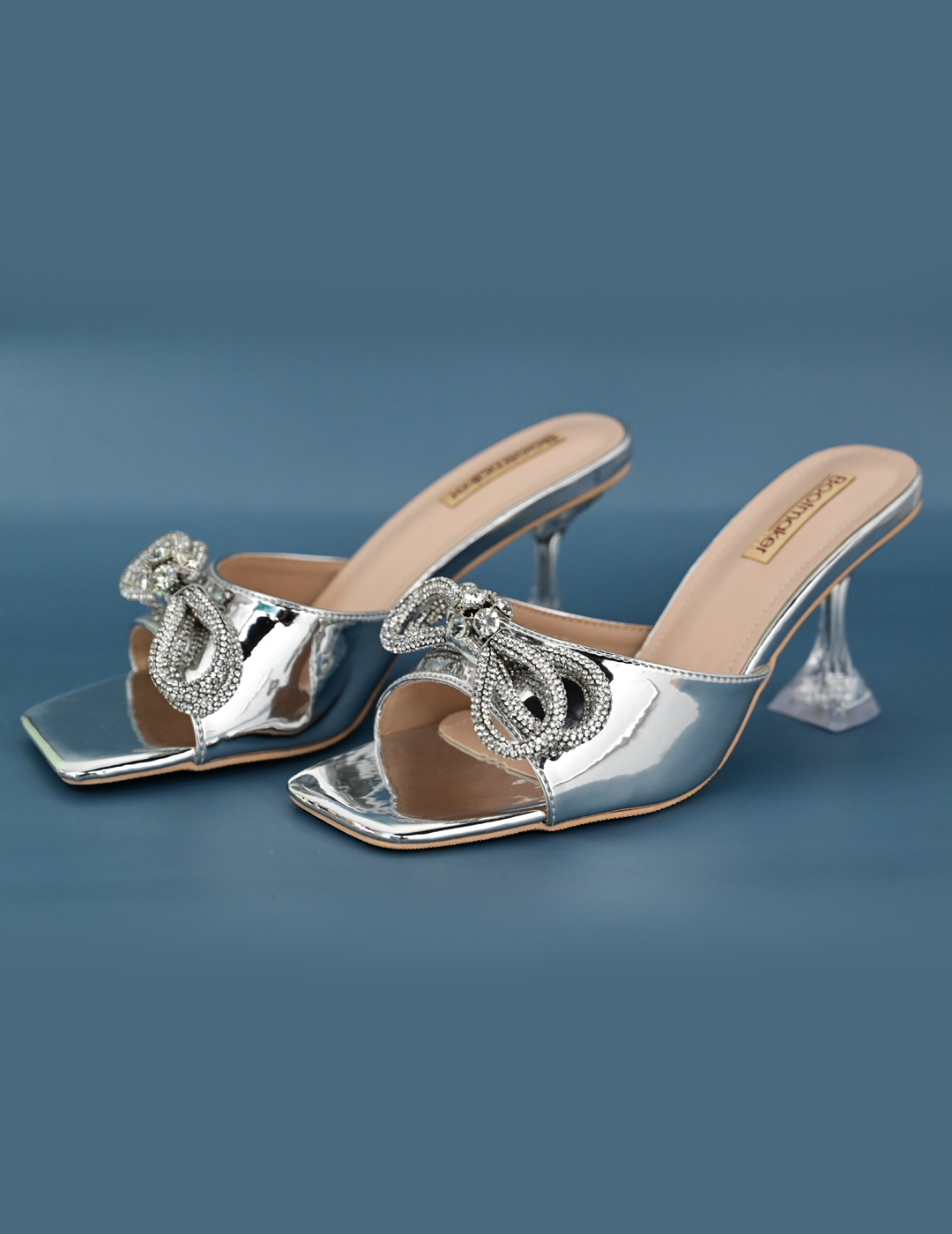 JIMMY CHOO Aveline 100 Silver Sandals with Asymmetric Grosgrain Mesh  Fascinator Bows - Polo Avenue